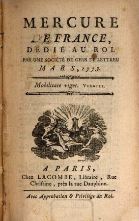 Mercure de France. 1773, 3