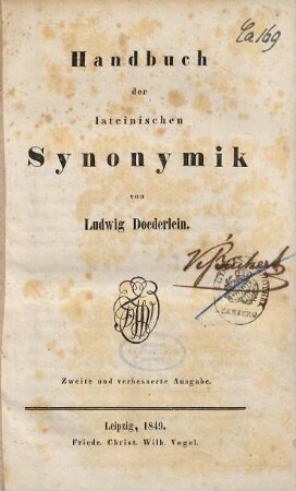 Handbuch der lateinischen Synonymik