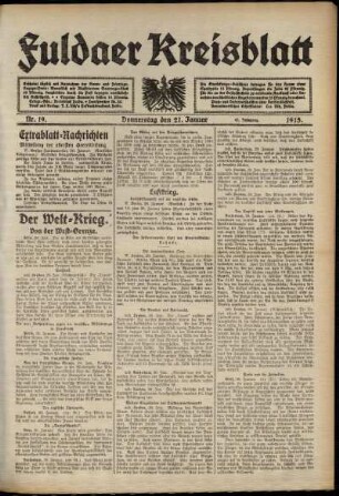 Ausgabe vom Donnerstag, den 21. Januar 1915.