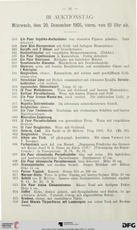 III. Auktionstag: Mittwoch, den 20. Dezember 1905 (Nr. 583-787)