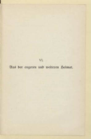 VI. Aus der engeren und weiteren Heimat