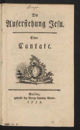 Die Auferstehung Jesu : Eine Cantate