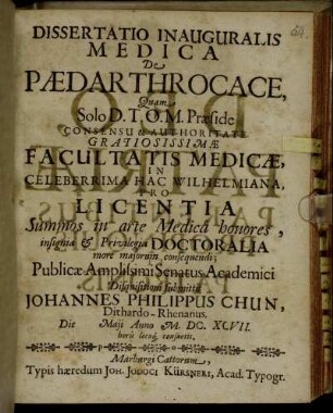 Dissertatio Inauguralis Medica De Paedarthrocace