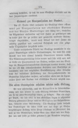 Entwurf zur Reorganisation des Bundes.