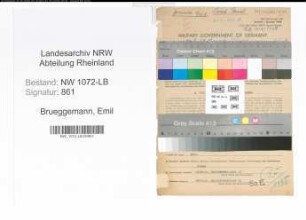 Entnazifizierung Emil Brueggemann , geb. 08.10.1893 (Finanzbeamter)