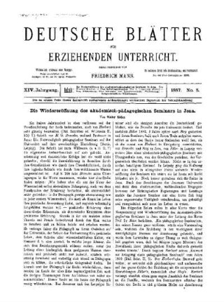 Die Wiedereröffnung des akademisch-pädagogischen Seminars in Jena