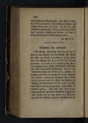 Schreiben von auswärts.