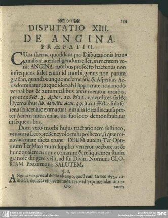 Disputatio XIII. De Angina