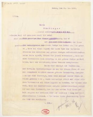 Brief an Otto Singer : 26.05.1926