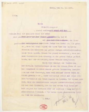 Brief an Otto Singer : 26.05.1926