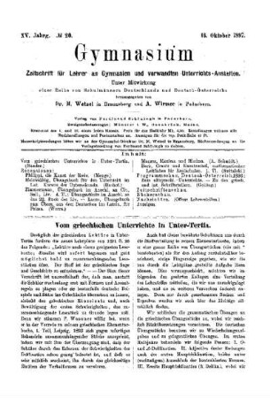 Vom griechischen Unterrichte in Unter-Tertia