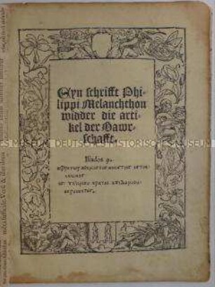 Melanchthon gegen die 12 Artikel der Bauernschaft