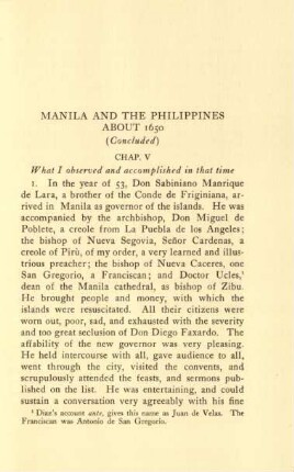 Manila and the Philippines about 1650 (Concluded)