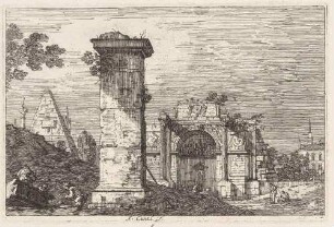 Landschaft mit antiken Monumenten, aus der Folge "Vedute altre prese da i luoghi altre ideate da Antonio Canal"