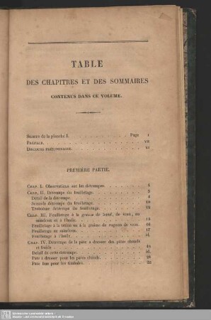 Table des chapitres et des sommaires
