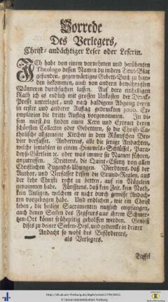 Vorrede des Verlegers.