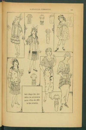 Seis elegantes modelos de primavera para niñas de diferentes edades.