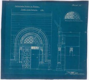 Sankt Antonius Basilika, Rheine: Portal der Vorhalle, Ansicht, Schnitt und Detail 1:20