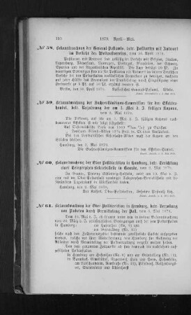 No. 60 Bekanntmachung der Ober-Postdirektion in Hamburg, betr. Errichtung einer Telegraphen-Betriebsstelle in Grande
