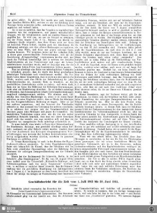 Geschäftsbericht für die Zeit vom 1. Juli 1913 bis 30. Juni 1914 (Schluss)
