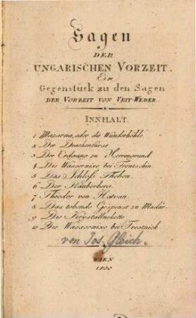 Sagen Der Ungarischen Vorzeit : Ein Gegenstück zu den Sagen Der Vorzeit Von Veit Weber