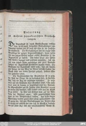Anleitung zu wahren hippokratischen Beobachtungen.