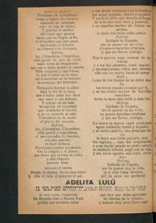 Serrenata galante : Letra y música de Álvaro Retana.