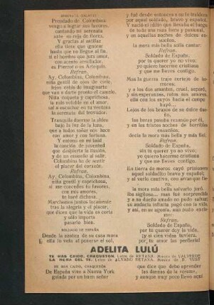 Serrenata galante : Letra y música de Álvaro Retana.