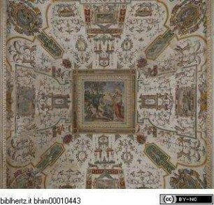 Freskenausstattung, Dekoration mit Darstellung der Erschaffung Evas (Decke) und Landschaft (Supraporte)