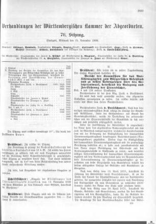 78. Sitzung, Stuttgart, 15.11.1899