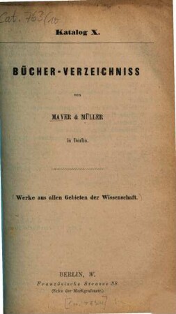 Katalog. 10. [ca. 1874]