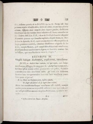 Excursus III. Virgilii Eclogae illustrantur, explicantur, emendantur.