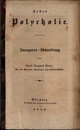 Über Polycholie : Inaugural-Abhandlung