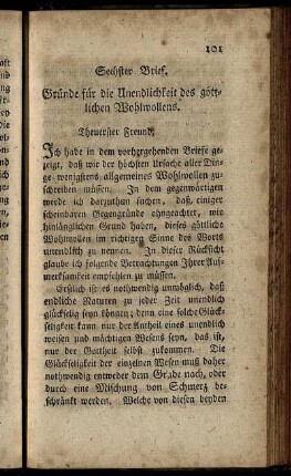 Sechster Brief. Gründe für die Unendlichkeit des göttlichen Wohlwollens.