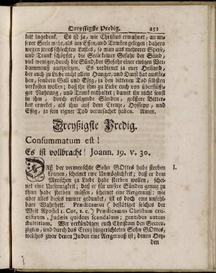 Dreyßigste Predig. Consummatum est! Es ist vollbracht! Joann. 19. v. 30