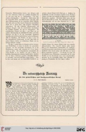 Die Volkswirtschaftliche Ausbildung für den gewerblichen und kunstgewerblichen Beruf