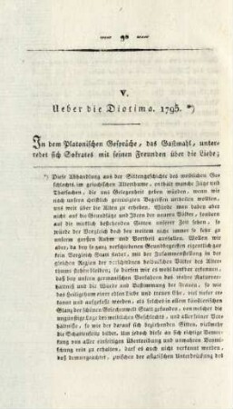 V. Ueber die Diotima. 1795