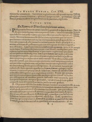 Caput XVII. De Natura, & Diversitate sensationum animae.
