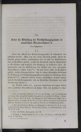 VII. Ueber die Abfassung der Entscheidungsgründe im mündlichen Strafverfahren