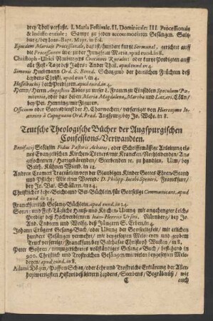 Teutsche Theologische Bücher der Augspurgischen Confessions-Verwandten.