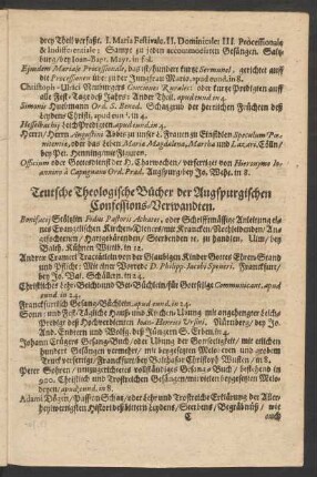 Teutsche Theologische Bücher der Augspurgischen Confessions-Verwandten.