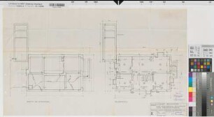 Recklinghausen (Recklinghausen) Staatliches Aufbaugymnasium Direktorenwohnung Bankette-Entwässerung, Kellergeschoß 1960 1 : 50 50 x 84 Pause Staatshochbauamt Recklinghausen Regierung Münster Nr. 34118