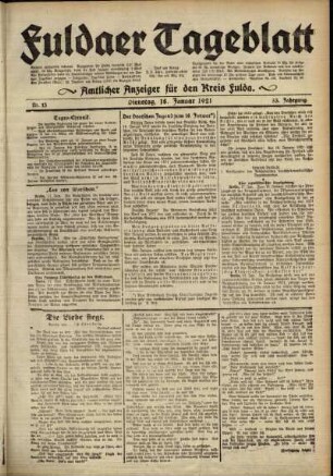 Ausgabe vom Dienstag, den 18. Januar 1921.