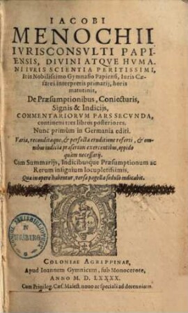De praesumptionibus, coniecturis, signis et indiciis : libri III., 2,1