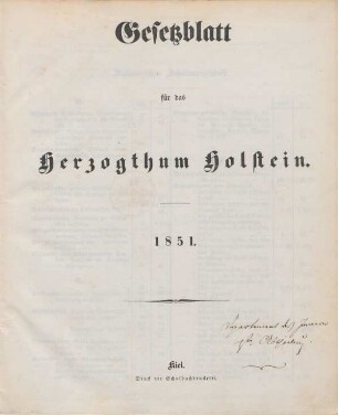 1851,1/4: Gesetzblatt für die Herzogthümer Schleswig-Holstein