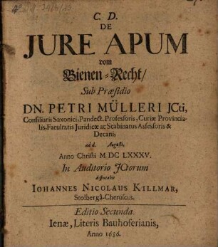De iure apum, vom Bienen-Recht