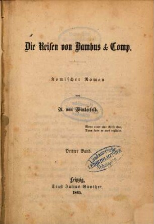 Die Reisen von Bambus [und] Comp. : komischer Roman, 3