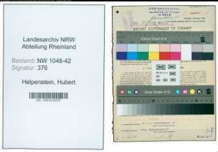 Entnazifizierung Hubert Helpenstein , geb. 08.01.1882 (Inspektor)