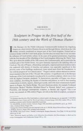 64: Sculpture in Prague in the first half of the 18th century and the work of Thomas Hutter