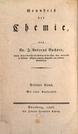 Grundriß der Chemie, 3. Lehrbuch der analytischen Chemie und Stöchiometrie